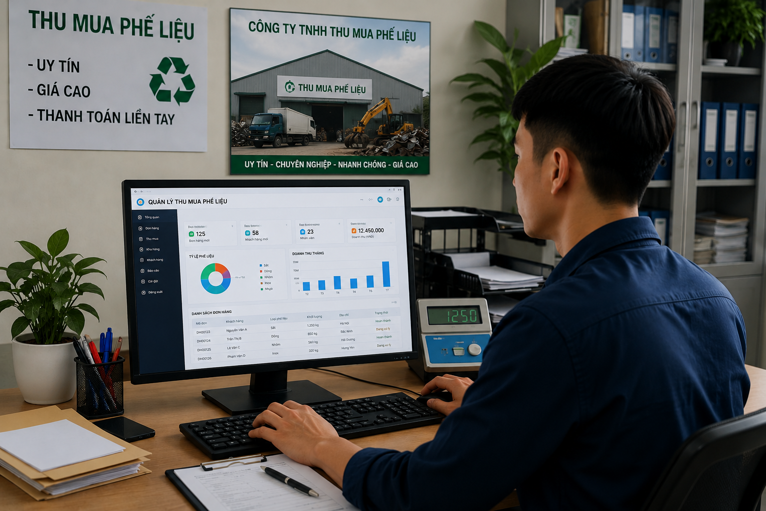 Nhân viên quản lý dữ liệu trên máy tính