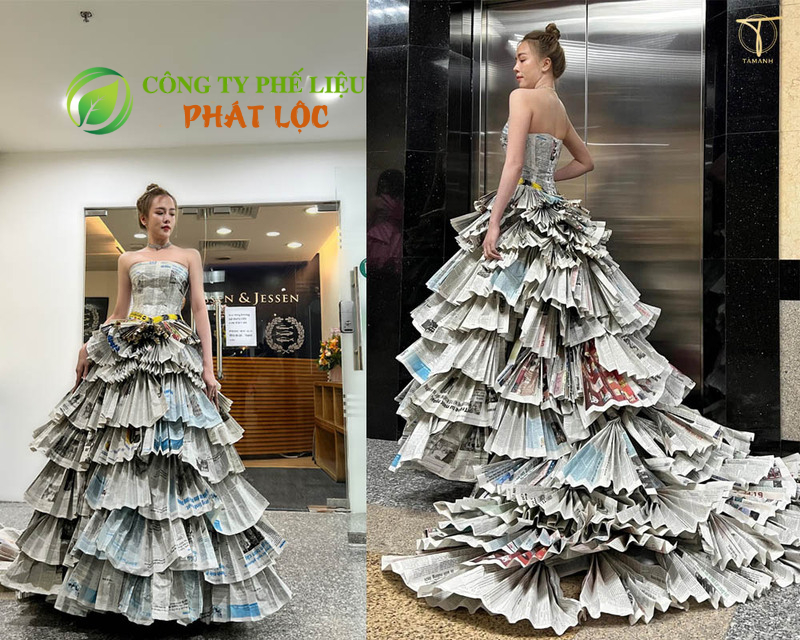 Mẫu váy được tái chế từ các tờ báo đã qua sử dụng