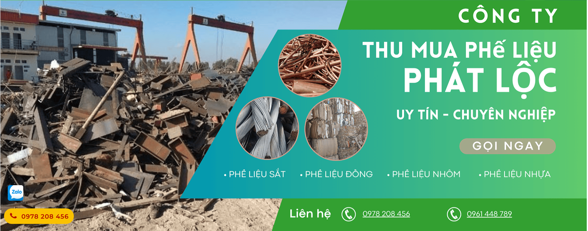 Website thu mua phế liệu hiển thị trên laptop