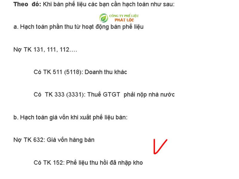 Bán phế liệu hạch toán như thế nào chuẩn xác nhất?