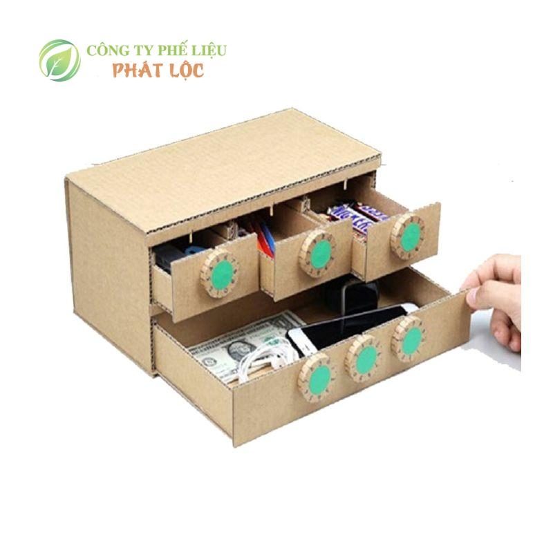 Bìa carton tái chế thành tủ kéo mini 