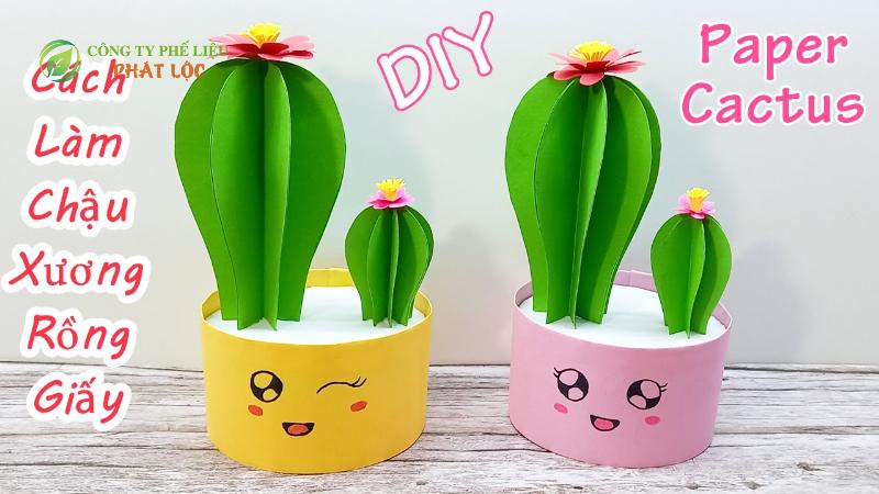 Cách làm chậu xương rồng đáng yêu từ lõi cuộn giấy vệ sinh
