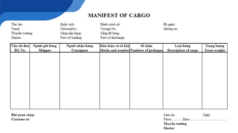 Khai báo E-Manifest và đăng ký kiểm tra chất lượng