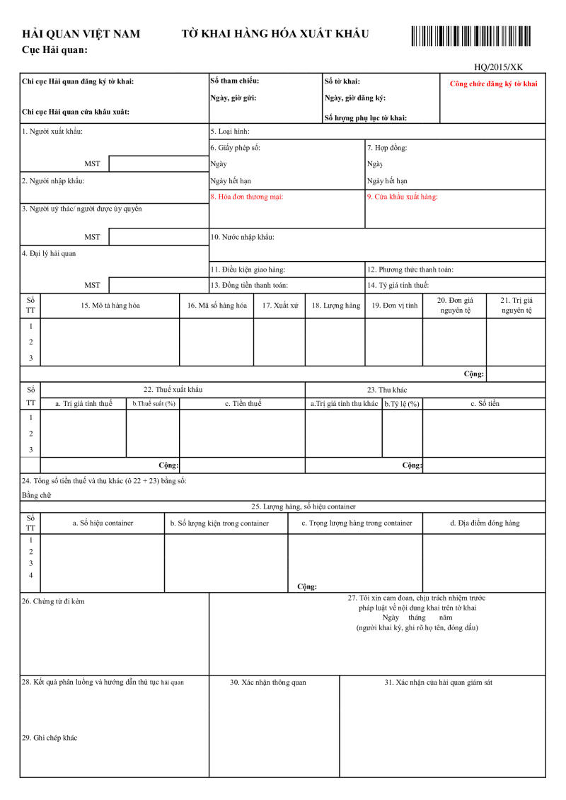 Mở tờ khai hải quan 