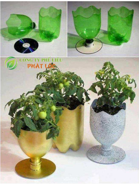 bình hoa tái chế trang trí bàn học